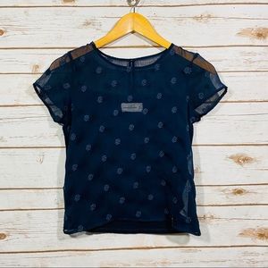 A&F Navy Mesh Blouse